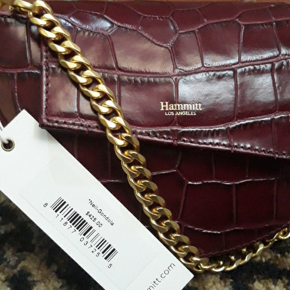 Hammitt Neil Belt Convertible Clutch Purse Croc Handbag Maroon Red Gold 2 in 1 - Picture 7 of 7